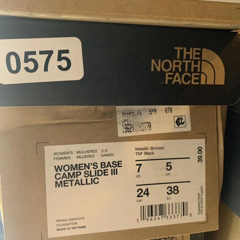 The North Face Base Camp III Slide Sandals Women's 7 Metallic Bronze Black S0575
